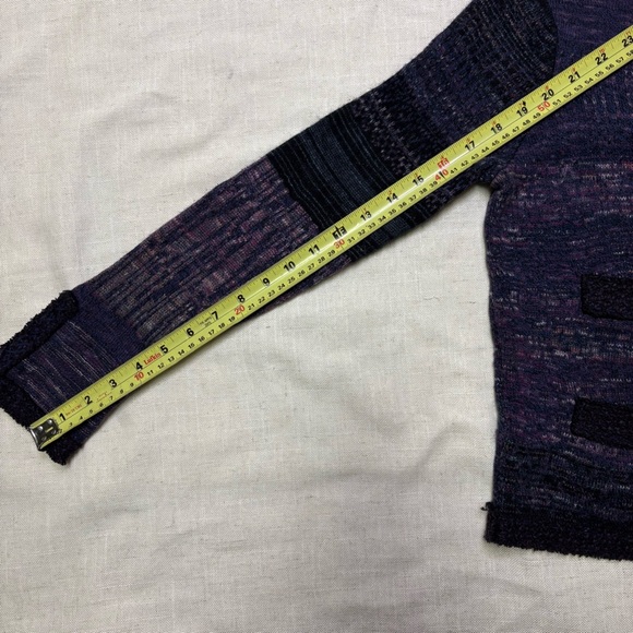 FREE PEOPLE Women’s Small Purple Combo Knit Button Front Cardigan Pocket Sweater - Picture 5 of 7
